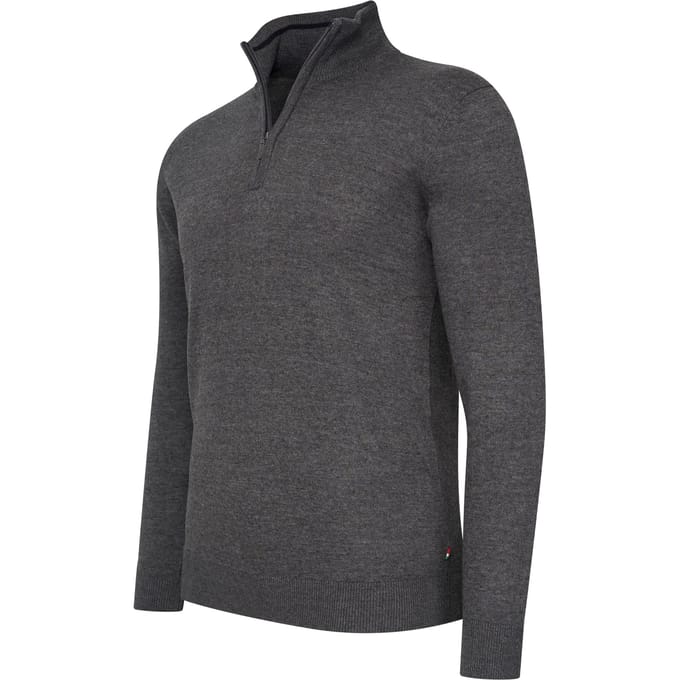 Cappuccino Italia - Heren Trui Pullover Bergamo Zip - Grijs - Maat L