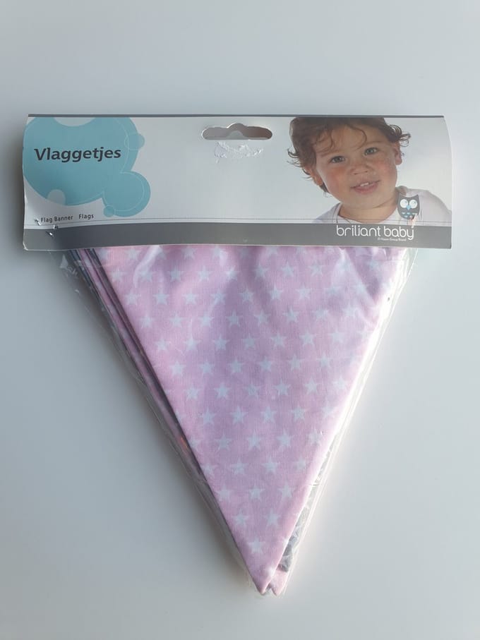 Briljant baby Vlaggetjes Roze/Grijs