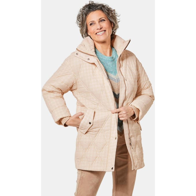 Gewatteerd jack met mooie flockprint - beige - Gr. 25 van Goldner Fashion