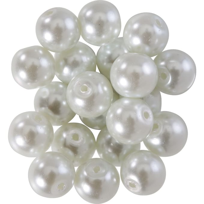 Glazen waskralen, Ø 10 mm, 20 stuks - Wit
