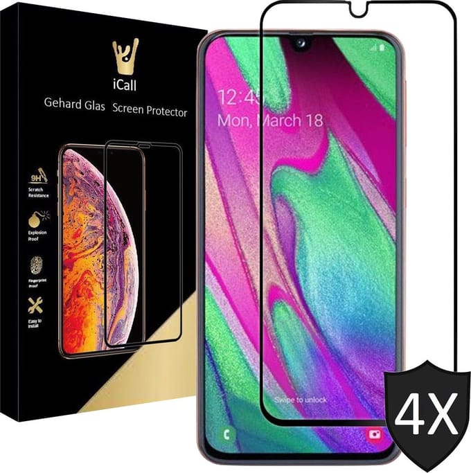 Screenprotector geschikt voor Samsung A40 - 4x FullGuard Glas Screen Protector