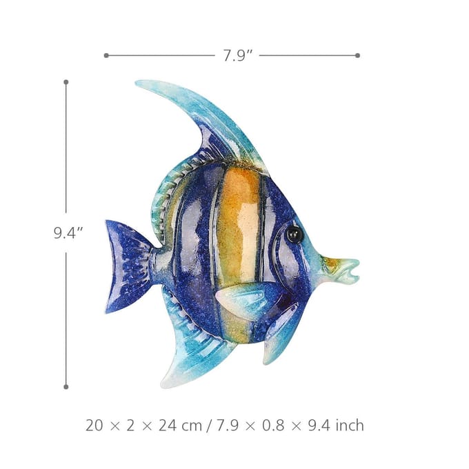 Tooarts Tropical Fish Mur Suspendu Fer Mur Décor Créatif Ornement Artisanat kaki
