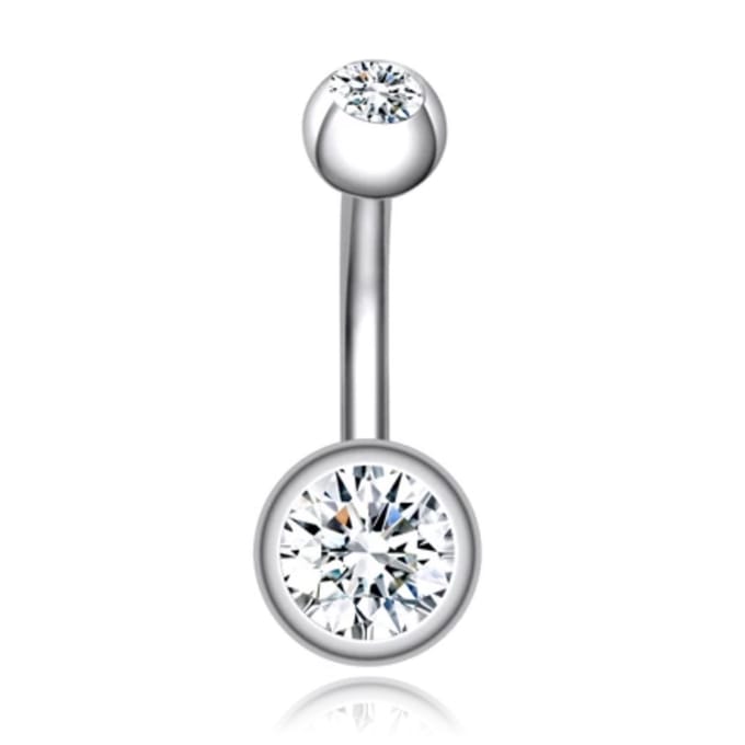 Chirurgisch Edelstaal Navelpiercing - Zirkonia & Zilver