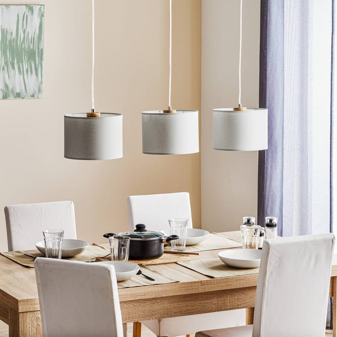 BRITOP Hanglamp Corralee, grijs, 3-lamps