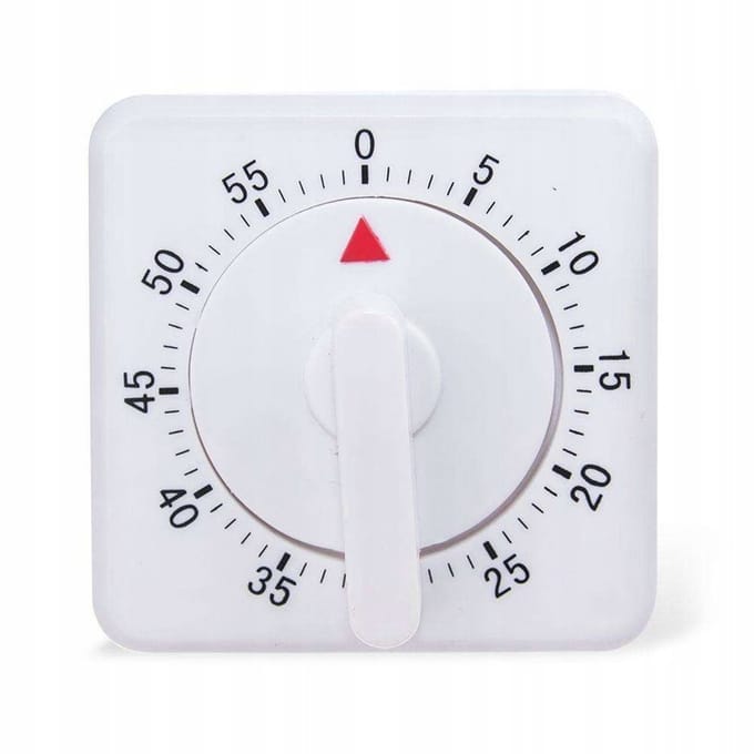 Orion Vierkant Wit Plastic Mechanische Keukentimer met Voet en Ophanggat (7 x 7 x 5 cm, 60-Minuten Bereik)