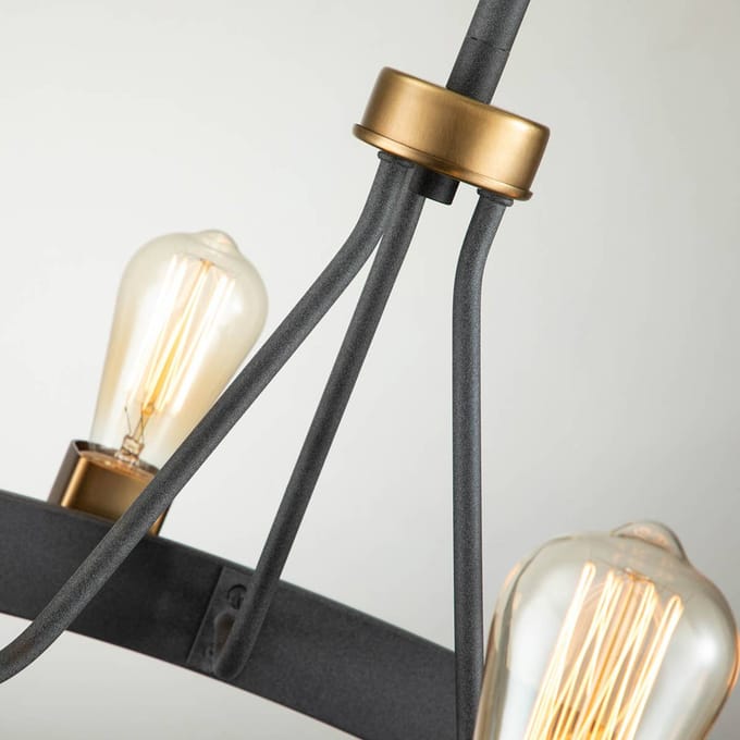 Hinkley LED Hanglamp Silas | 4X E27 Max 60W | Dimbaar | Aged Zinc & Heritage Brass