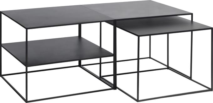 Salontafel Metaal Zwart - 65x65cm - Vierkant - Tafel Pebble - Giga Living