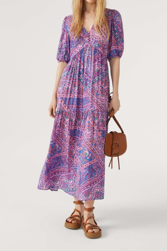 BA&SH Robe Falba Bleu Größe: XS | Maxikleider Outlet | Damen