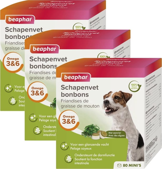 Beaphar Schapenvetbonbons Zeewier - Hondensnacks - 3 x Mini
