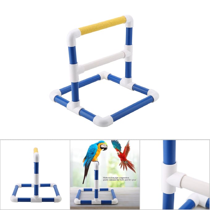Support Perchoir Perroquet Râtelier Centre de Jeu Oiseau Plateau Jouet Entraînement (Frotter) white