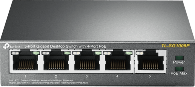 TP-Link TL-SG1005P Gigabit PoE+ Netwerkswitch - 5 Poorten - 4x PoE+ - Unmanaged - Zwart