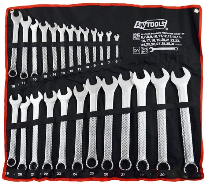 Awtools AW40118 - Ringsleutelset - 25-delig - 6-32 mm - Satijn chroom-vanadium