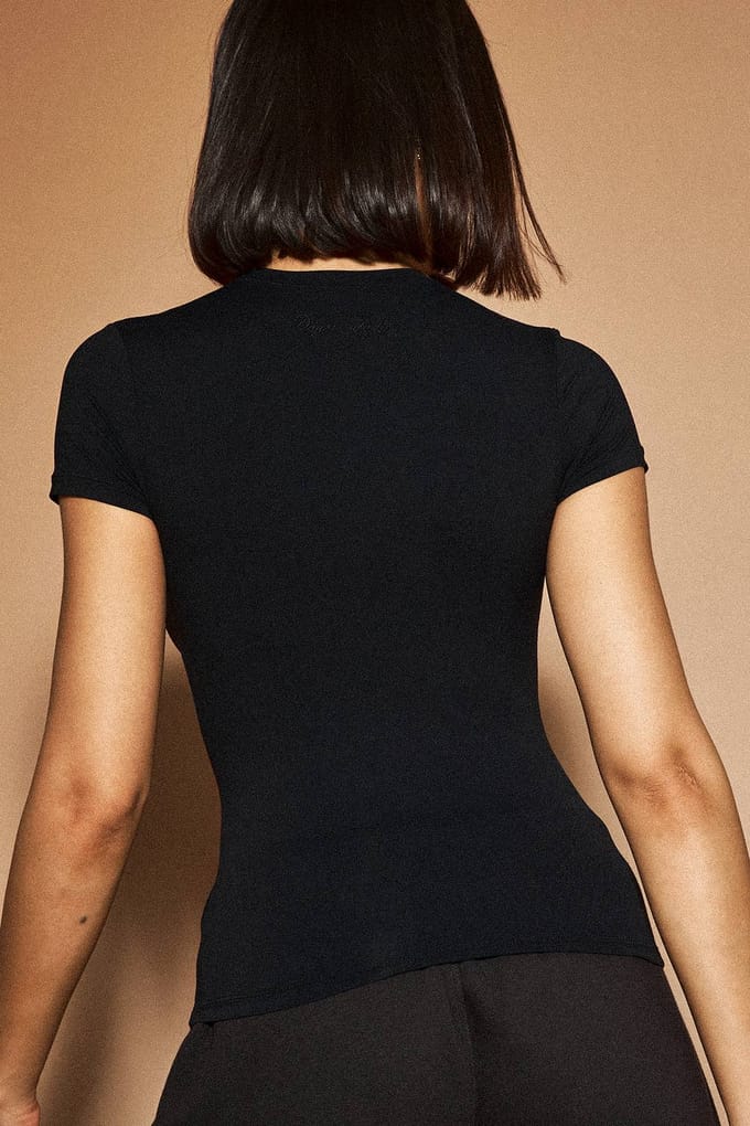 Dames Dsgn Studio Boterzachte Top Met Korte Mouwen | Zwart | Maat: 2XL