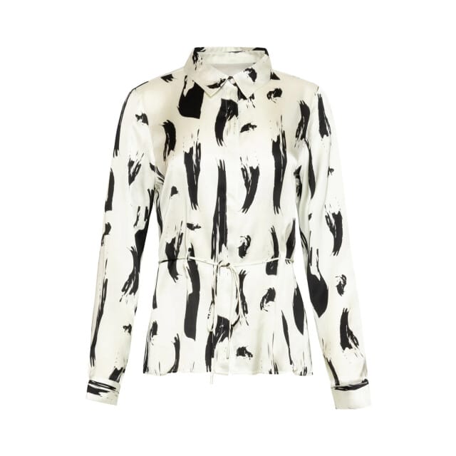 Smashed Lemon Abstracte blouse met tailleceintuur |