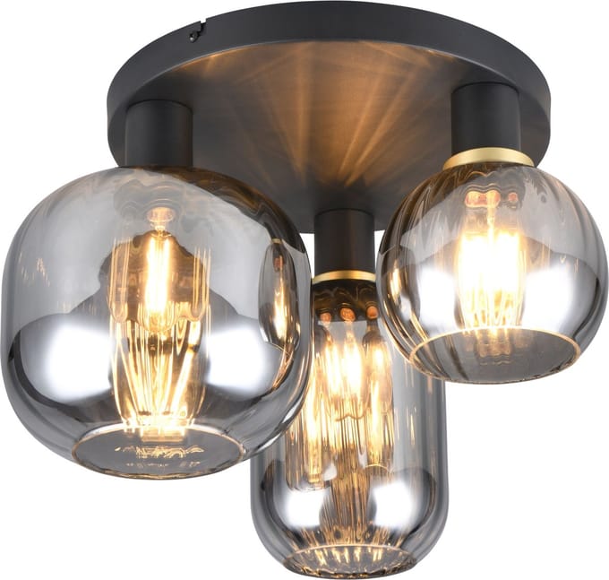 TRIO DIVA - Plafondlamp - Zwart mat - excl. 3x E27 7 W - Plafondbevestiging