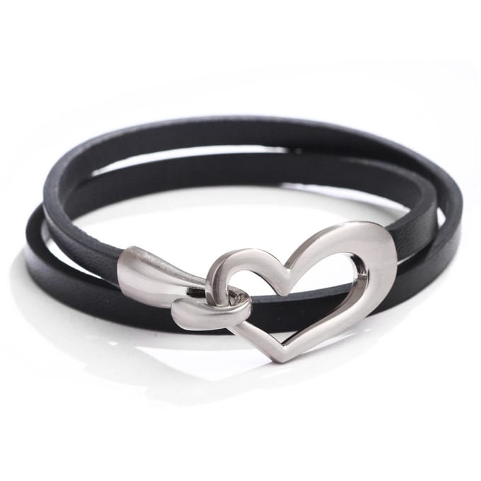 Jomide Armband Hart Kunstleer - Zwart