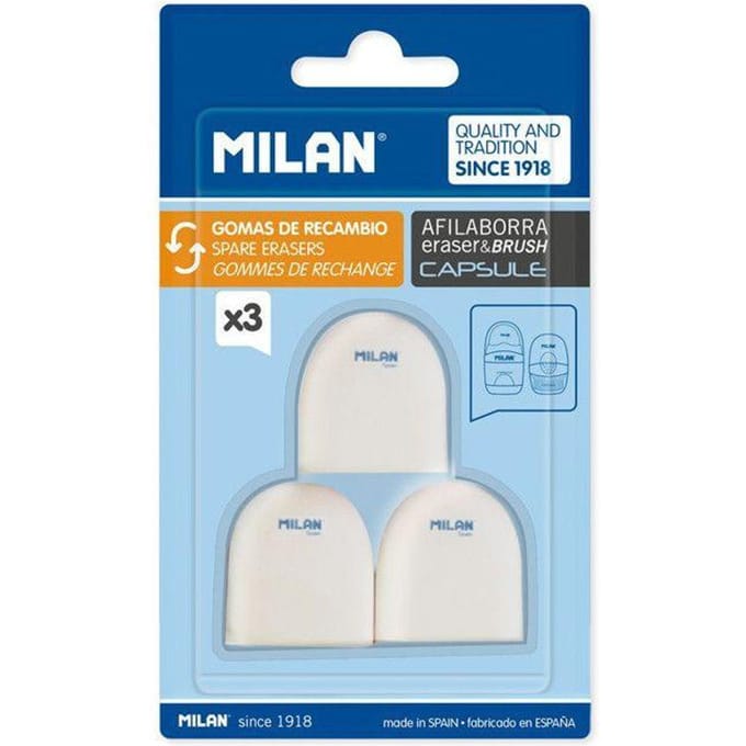 Gomme - MILAN - Caoutchouc synthétique - Pack de 3 - Douce - Multicolore