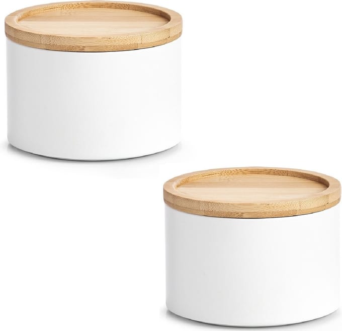Zeller Voorraad blik - 4x - wit - metaal - 13 x 9,5 cm - 1,6L - snoeptrommels