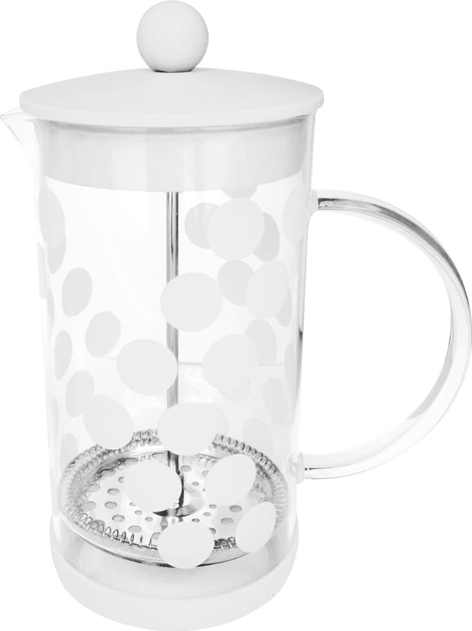 Zak!Designs DotDot Cafetière - Borosilicaatglas - Incl. Anti-slip Bodem - 1 Liter - Wit