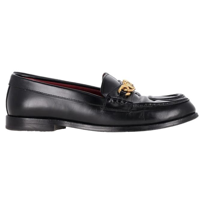 Valentino VCHAIN Loafers in Zwart Leer
