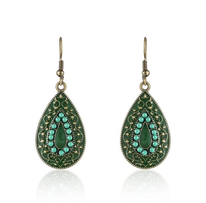 Jomide Oorhangers Vintage Boho Ethnisch - Groen
