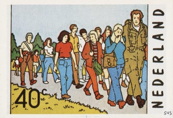 Briefkaart met afbeelding Diamanten Vierdaagse te Nijmegen postzegel