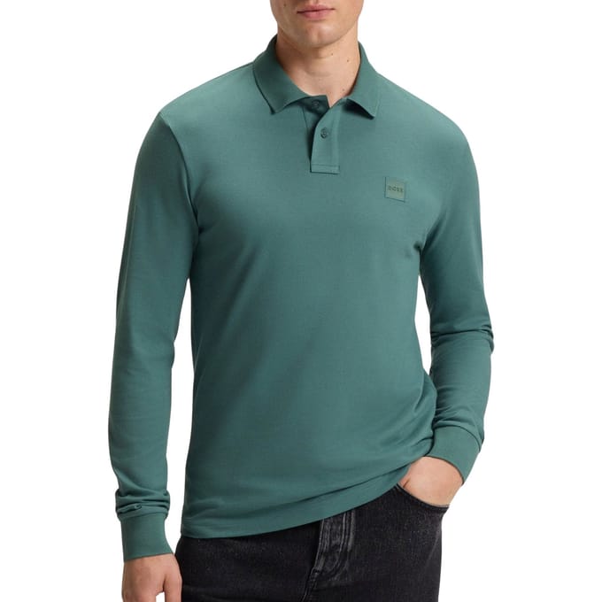 BOSS Passerby Polo Open Groen - Maat XL - Heren - Longsleeve polo