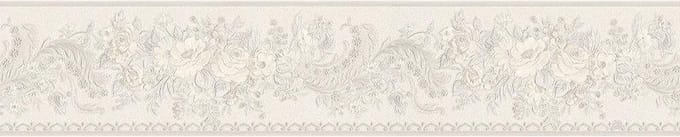 KLASSIEKE BLOEMTJES BEHANGRAND - Grijs Metallic  - AS Creation Only Borders