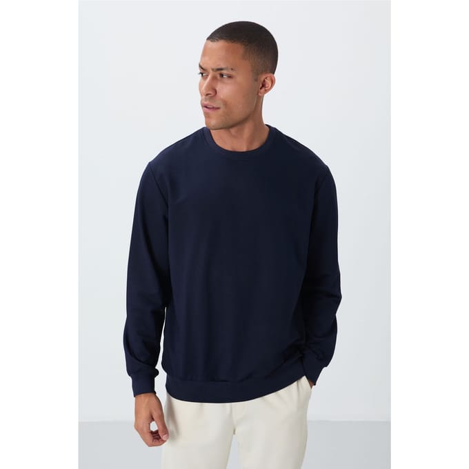 Heren Effen Rundhals Sweatshirt
