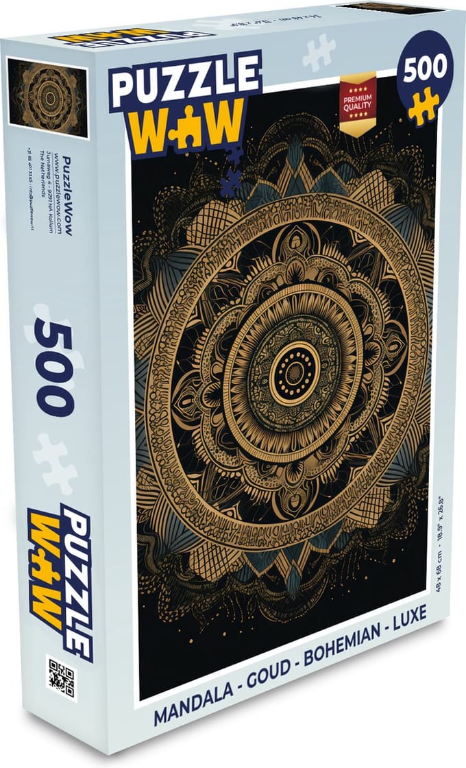 Puzzel Mandala - Goud - Bohemian - Luxe - Legpuzzel - Puzzel 500 stukjes