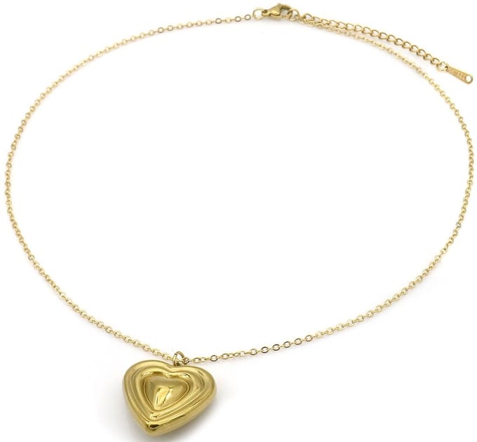 Ketting - RVS - hart - goudkleurig - 40-45 cm
