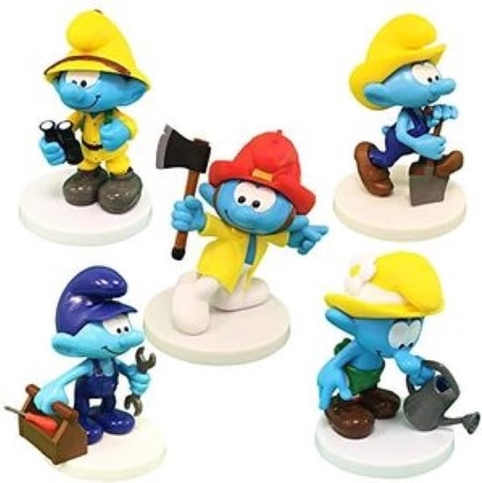 Speelset smurfen op rondje - 14 stuks - beroepen, de smurfen