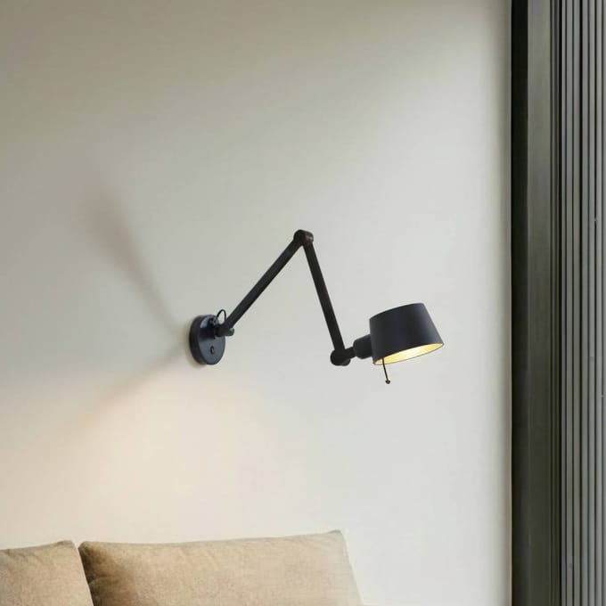 Lucande - wandlamp - 1licht - Metaal - H: 9.5 cm - E27 - zwart, goud