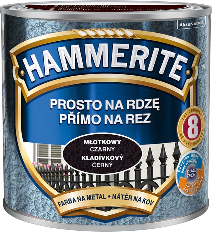 Hammerite Direct op roest hamer 0,25l, Zwart