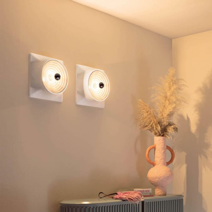 Stilnovo plafondlamp Goletta, wit glanzend/wit, 36 cm