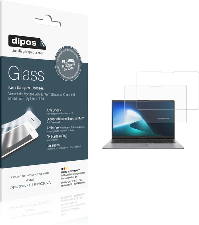 dipos – 2x Matte Pantserfolie geschikt voor Asus ExpertBook P1 P1503CVA | 9H Screenprotector