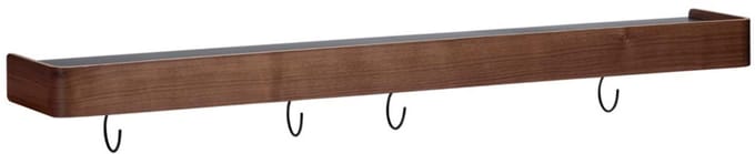 Protopia Dan-Form wandplank met haken 9 haken fineer walnoot.