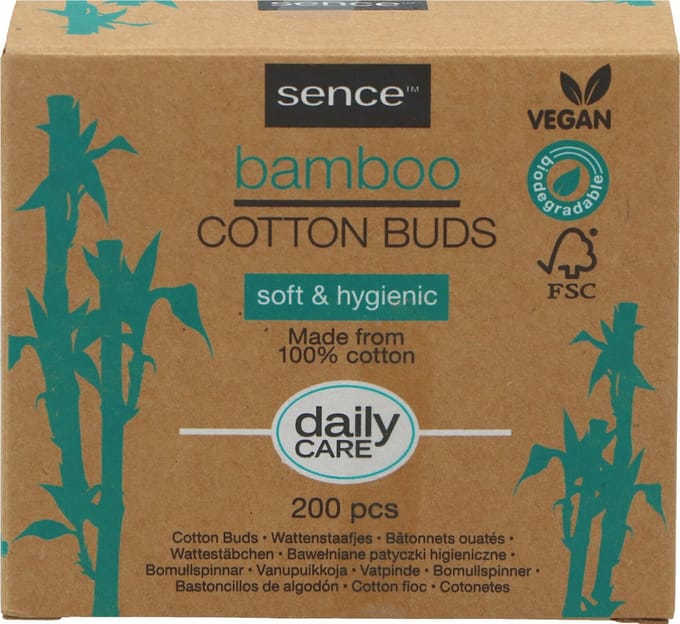 Sence Bamboe wattenstaafjes 200pcs - Bamboe - Veganistisch - Afbreekbaar - Vegan