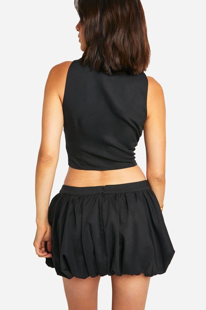 boohoo Dames Cropped Getailleerd Gilet | Zwart | Maat: 42