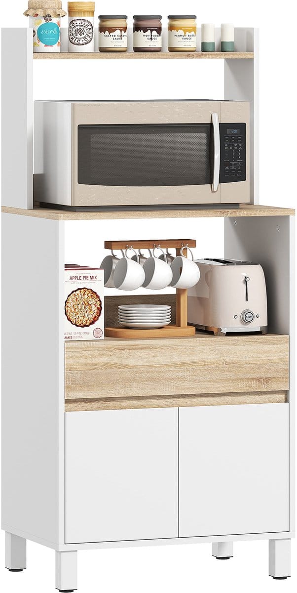 HOMCOM Magnetronkast - Spaanplaat - 60x40x131cm - Wit