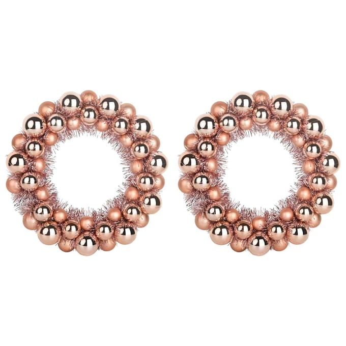 vidaXL - Kerstbal - Kransen - 2 - st - Rose - Gold - 33 - x - 33 - x - 7 - cm - Polystyreen