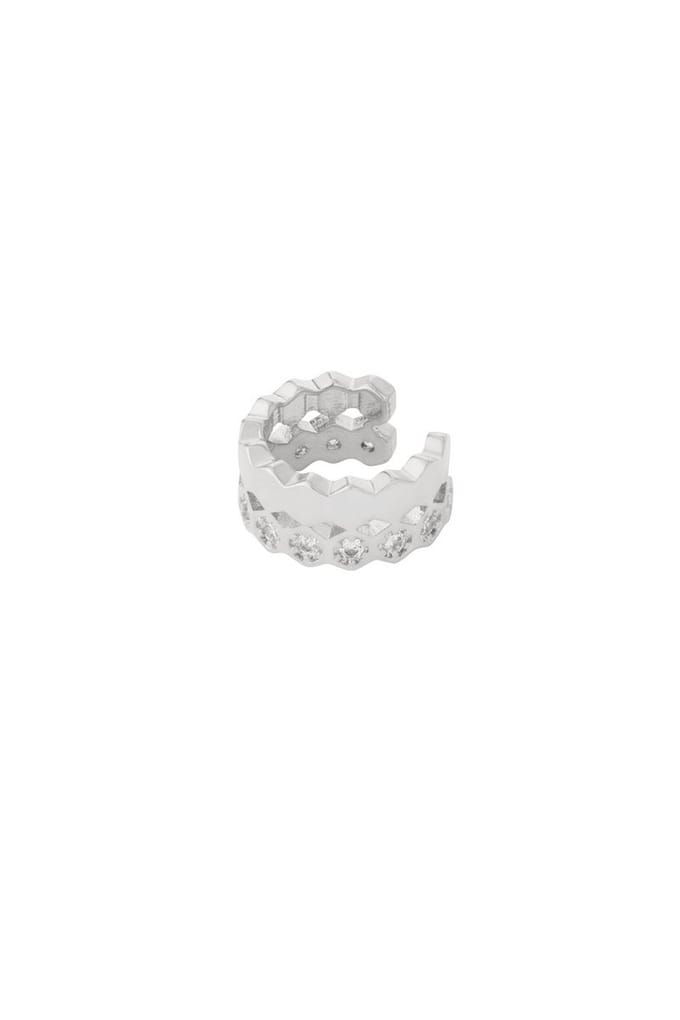 Bijoutheek Earcuff Duo Steentjes Zilver