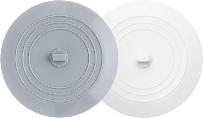 Bad Drain Stopper - Afvoerstop Gootsteen - Water Dicht Houden - Universele Platte Zuig - 13 cm - Grijs Wit