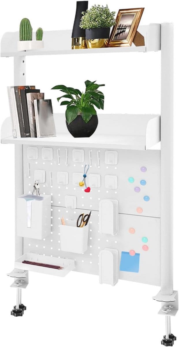 Klein Klem Bureau met Pegboard en 3 Niveaus - Organizer voor Computeraccessoires