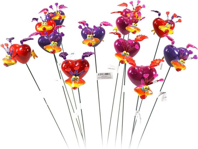 Liefdeshart Tuinsteker - Tuindecoratie Set - Tuin Aankleden - Bewegend in de Wind - 12 stuks - Multicolor