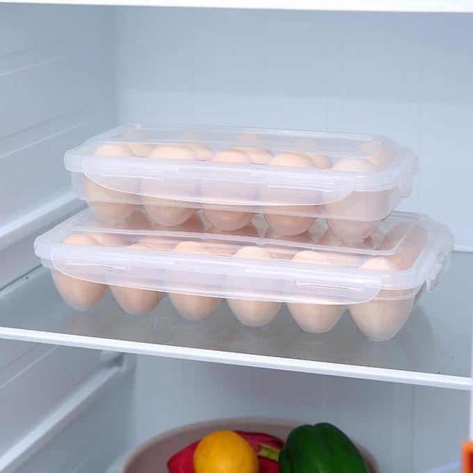 10/18 Grid Eier Opbergdoos Eierrek met Deksel Keuken Koelkast Eierdoos Eier Opbergrek Eier Opbergdozen Koelkast Eier Organizer white