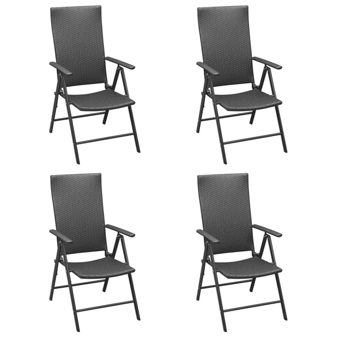vidaXL - Opklapbare - stoelen, - 4 - stuks, - van - polyrotan, - zwart.