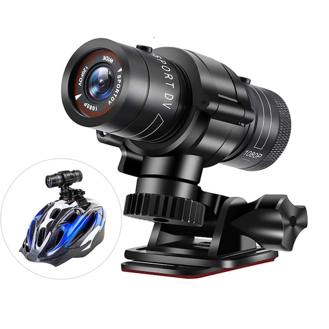1080P Fietscamera Fietscamera Helm Actiecamera 120 graden Groothoeklens IP66 Waterdicht zwart
