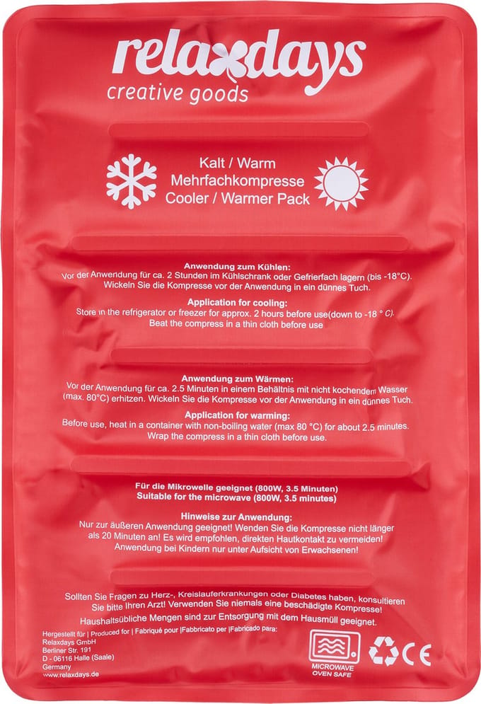 cold pack - 25 x 36 cm - gel pack - herbruikbaar - rood