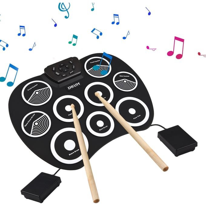 Elektronisch Drumstel Handrol Drumstel 9 Pads MIDI-interface Ondersteunt DTX-spellen zonder Luidspreker zwart